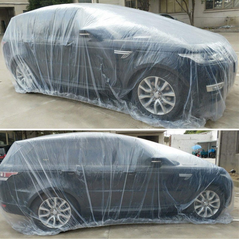West Lake Car Essential Universal Disposable Clear Plastic Car Cover Suitable for SUV Sedan Mini Van, 24 Feet by 16 Feet Extra Large Size with Elastic Band - Image 2